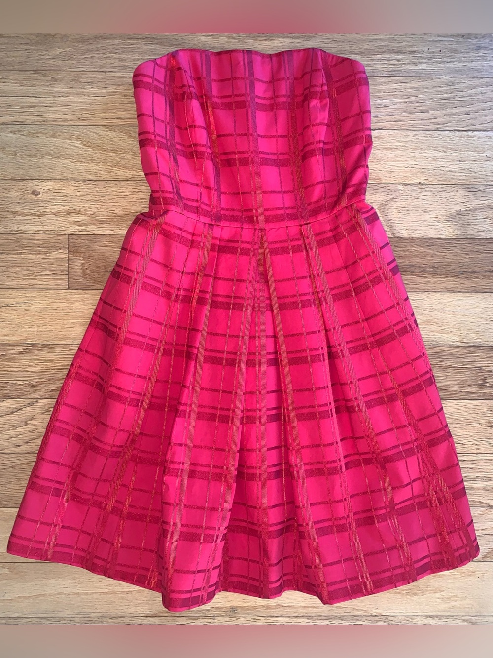 Vineyard Vines Strapless Hot Pink Plaid Party Dress